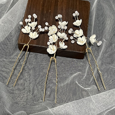 3D ukosnice s bijelim cvijetom Ukosnice u obliku slova U, kopče, slatki cvjetni pokrivači za glavu za žene, djevojke, mladenke, svatove, pokrivala za glavu, nakit za kosu