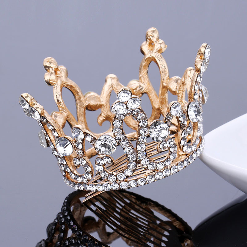 TDQUEEN kerek menyasszonyi tiarák és koronák ezüstözött és arany színű esküvői hajkiegészítők nőknek