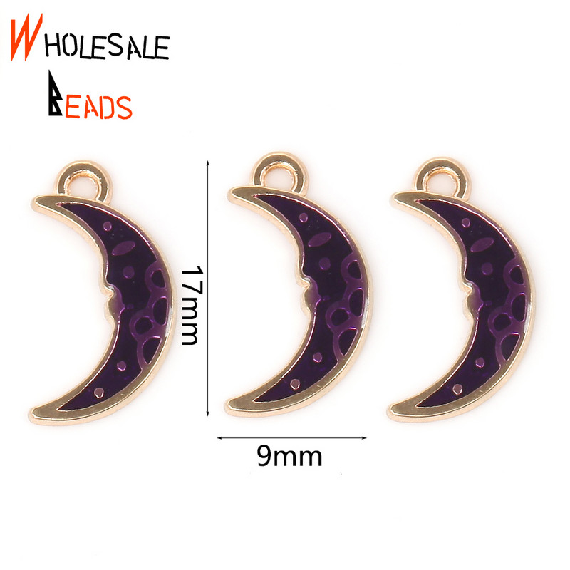 10db/tétel Zománc Moon Star Charms barkácsolás ékszerkereséshez Medálok készítése Nyakláncok Karkötők Kézzel készített 9x17mm 8x12mm