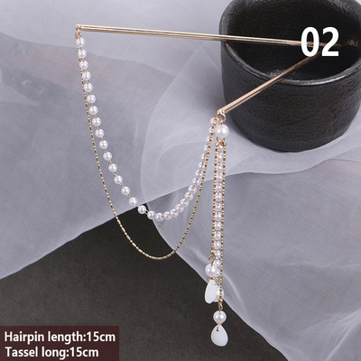 Duplaláncú hajvilla gyöngybojt hajrúd hajtű Kínai stílusú retro hajkiegészítők Hanfu tiaras díszekhez esküvői