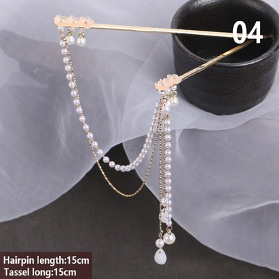 Duplaláncú hajvilla gyöngybojt hajrúd hajtű Kínai stílusú retro hajkiegészítők Hanfu tiaras díszekhez esküvői