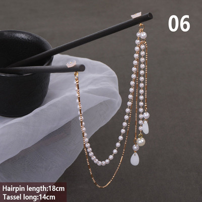 Duplaláncú hajvilla gyöngybojt hajrúd hajtű Kínai stílusú retro hajkiegészítők Hanfu tiaras díszekhez esküvői