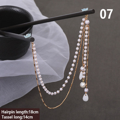 Duplaláncú hajvilla gyöngybojt hajrúd hajtű Kínai stílusú retro hajkiegészítők Hanfu tiaras díszekhez esküvői