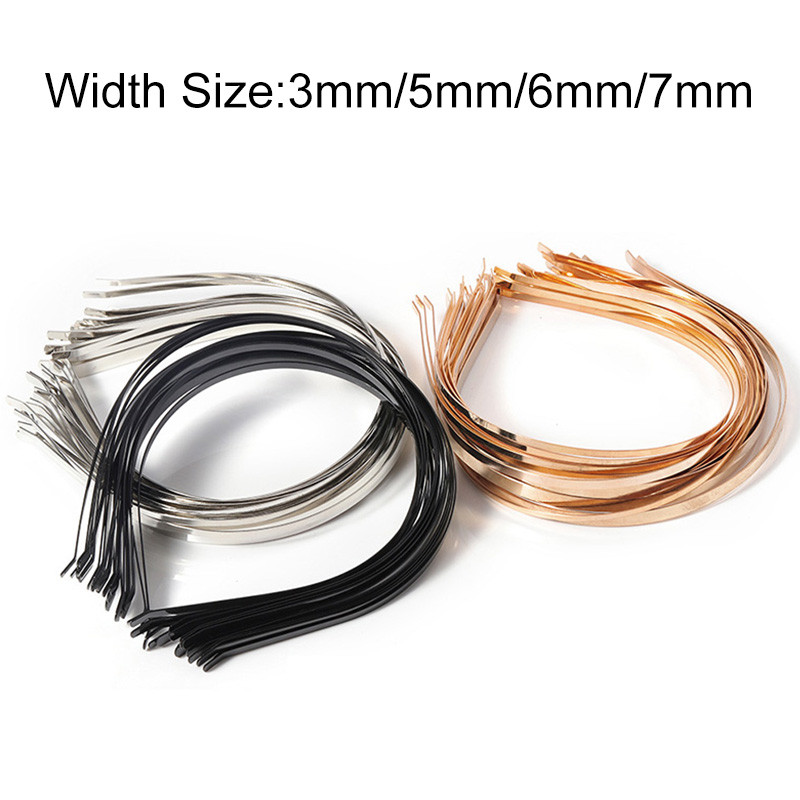 3-7mm 5kom Traka za glavu od nehrđajućeg čelika crne srebrne boje Prazne trake za glavu Postavljanje za DIY izradu pokrivala za glavu Dodaci za nakit