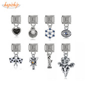 Hapiship Népszerű Eredeti Daisy Heart Eye Shell Dinoszaurusz Charm Linkek Fit 9mm Karkötő rozsdamentes acél ékszer készítés DJTop19