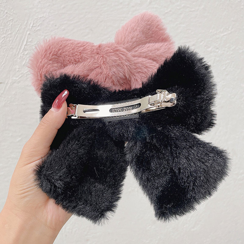 Új plüss nagy masni hajtű női lányoknak aranyos hajcsat puha műnyúl szőrme hajtűk fejfedők divatos buli hajkiegészítők