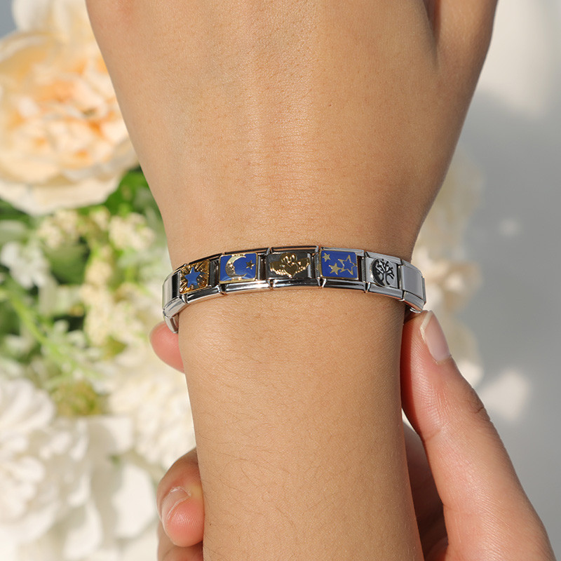 Hapiship originali Daisy Moon Star Tree piniginė Blizganti CZ Italų Links Charm Fit 9mm nerūdijančio plieno apyrankė pasidaryk pats DJ423