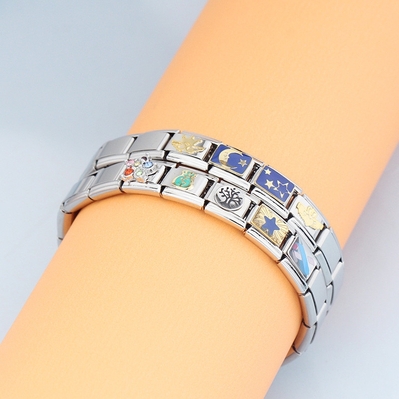 Hapiship originali Daisy Moon Star Tree piniginė Blizganti CZ Italų Links Charm Fit 9mm nerūdijančio plieno apyrankė pasidaryk pats DJ423