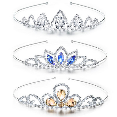 3 részes/szett strassz tiara kristály tiara hercegnő korona kristály fejpánt lány koronák gyerekeknek esküvői báli születésnapi parti
