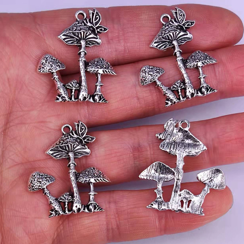 5db 24mm*27mm új szerencsés Butterfly chams Gombás medál bűbáj barkácsolás női férfinak Kiegészítők