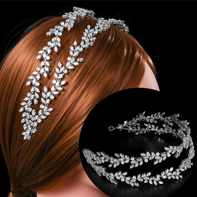 Kristály fejpántok Luxus menyasszonyi koronák Elegáns fejfedők Báli Hajviselet Esküvői Ékszerek Cz Tiaras