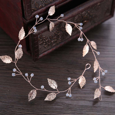 Menyasszonyi fejpánt Pearl Leaf Hajpántok Arany/Ezüst színű Tiara Női Korona Menyasszonyi Haj Ékszer Tiara Esküvői Haj Kiegészítők SL