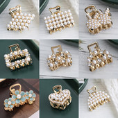 Vintage Pearl Hair Claw Női Lányoknak Retro Strasszos Rák Karom Clip kis hajtűk Haj Rák Gyermek haj Kiegészítők