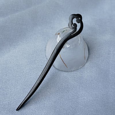 Hajrúd fekete fa hajtűvilla női kínai Hanfu hajkiegészítők Klasszikus szobor fejdísz pálcika hajékszerek