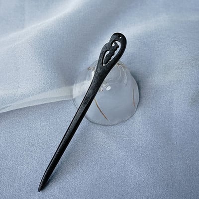 Hajrúd fekete fa hajtűvilla női kínai Hanfu hajkiegészítők Klasszikus szobor fejdísz pálcika hajékszerek