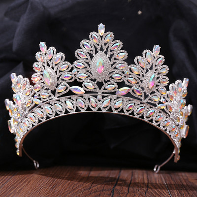 Luxus ezüst színű AB Crystal menyasszonyi tiaras barokk korona fejpánt menyasszonyparti strasszos diadem esküvői haj ékszerek díszek