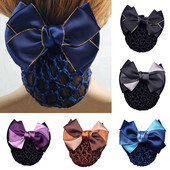 Új Snood hálós hajcsat Szatén Bowknot dekor hajhálóhuzat divat kontyhuzat női nővér hajcsat női fejpánt kiegészítők