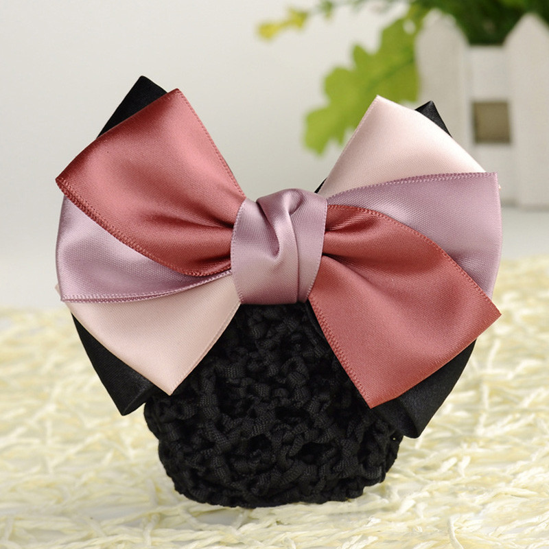 Új Snood hálós hajcsat Szatén Bowknot dekor hajhálóhuzat divat kontyhuzat női nővér hajcsat női fejpánt kiegészítők