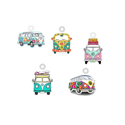 10 DB Utazási busz akril lógó varázslat epoxi utazási túra Peace Car Bus Charms barkácsoláshoz fülbevaló karkötő ékszer