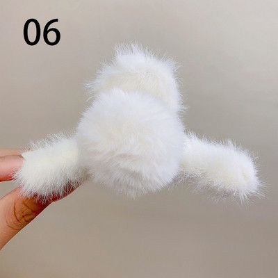Új téli plüss Claw Clip Női Lány Aranyos Nagy Hajgolyó Haj Karom Egyszínű Hajtű Fejfedő Divatos Haj kiegészítők