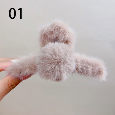 Új téli plüss Claw Clip Női Lány Aranyos Nagy Hajgolyó Haj Karom Egyszínű Hajtű Fejfedő Divatos Haj kiegészítők