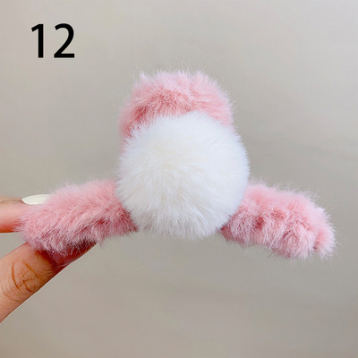 Új téli plüss Claw Clip Női Lány Aranyos Nagy Hajgolyó Haj Karom Egyszínű Hajtű Fejfedő Divatos Haj kiegészítők