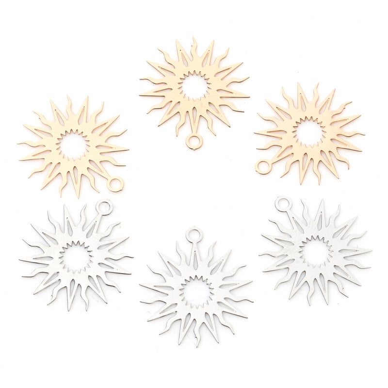 Vasötvözet filigrán bélyegzők Többszínű naparany színű ezüst színű fém medálok barkács nyaklánc ékszerek 16 mm x 15 mm, 20 db