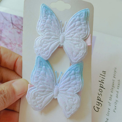 12db Gyermek hajcsat Rainbow színű Glitter Butterfly hajcsat új kislány áttetsző BB klip kedves gyerek hajcsat