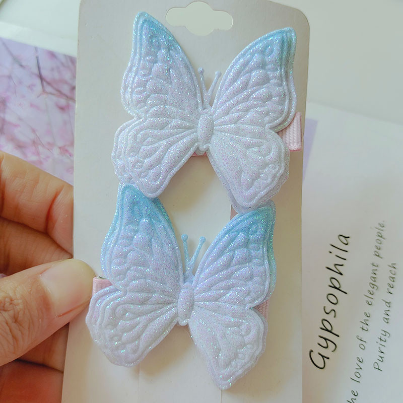 12db Gyermek hajcsat Rainbow színű Glitter Butterfly hajcsat új kislány áttetsző BB klip kedves gyerek hajcsat