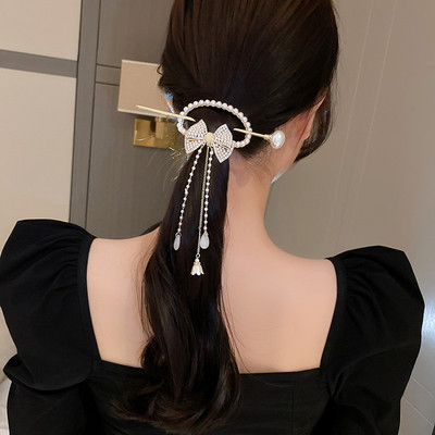 Vintage Pērļu pušķis Bow Pušķis matadata matu sprādze Luksusa Rhinestone Pearl Red Rose matadata ar garu bārkstīm pušķu matadata galvassega