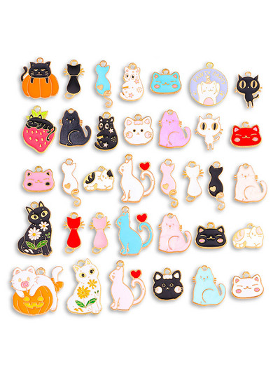 Mješoviti šareni emajl, 35 stilova, mačka, životinjska legura, šarm za izradu nakita, DIY narukvica, ogrlica, privjesak, dodaci, veleprodaja