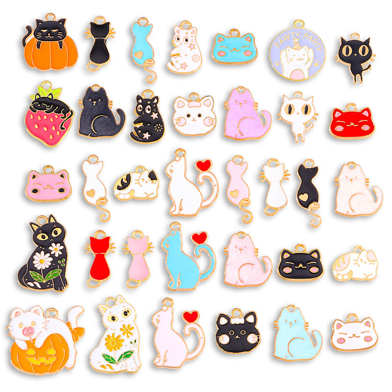 Mješoviti šareni emajl, 35 stilova, mačka, životinjska legura, šarm za izradu nakita, DIY narukvica, ogrlica, privjesak, dodaci, veleprodaja