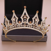 Luxus Vintage Arany Nagy Koronás Tiaras Strasszos Királyi Menyasszonyi Királynő Hercegnő-Party Koronás koszorúslányok NA