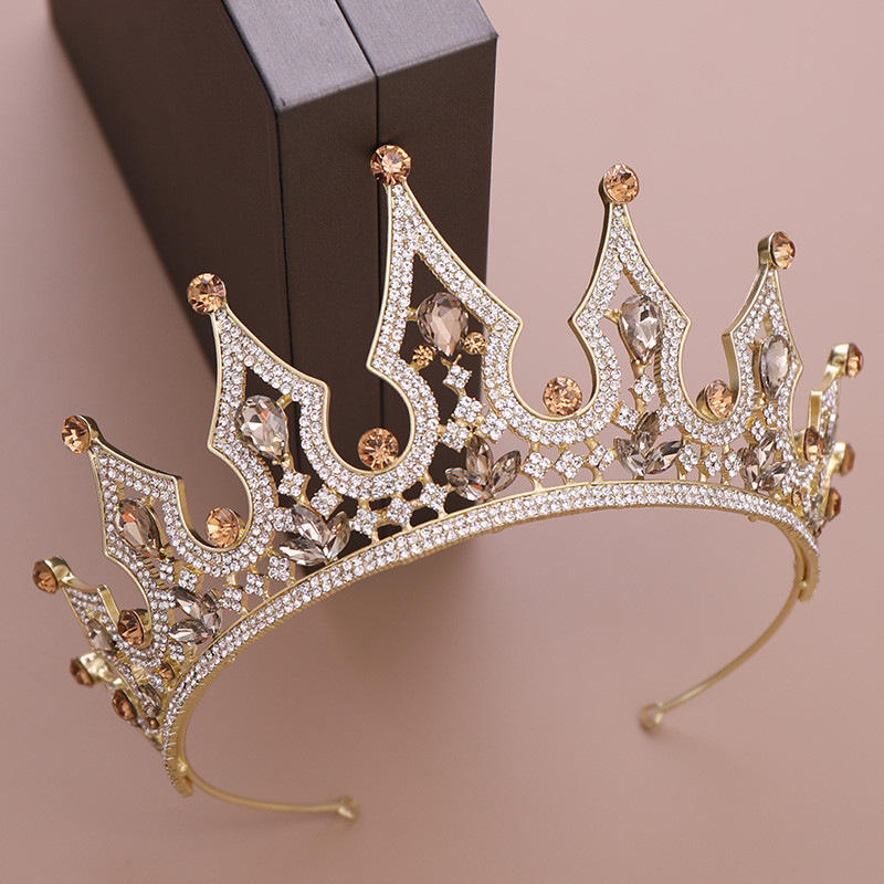 Luxus Vintage Arany Nagy Koronás Tiaras Strasszos Királyi Menyasszonyi Királynő Hercegnő-Party Koronás koszorúslányok NA