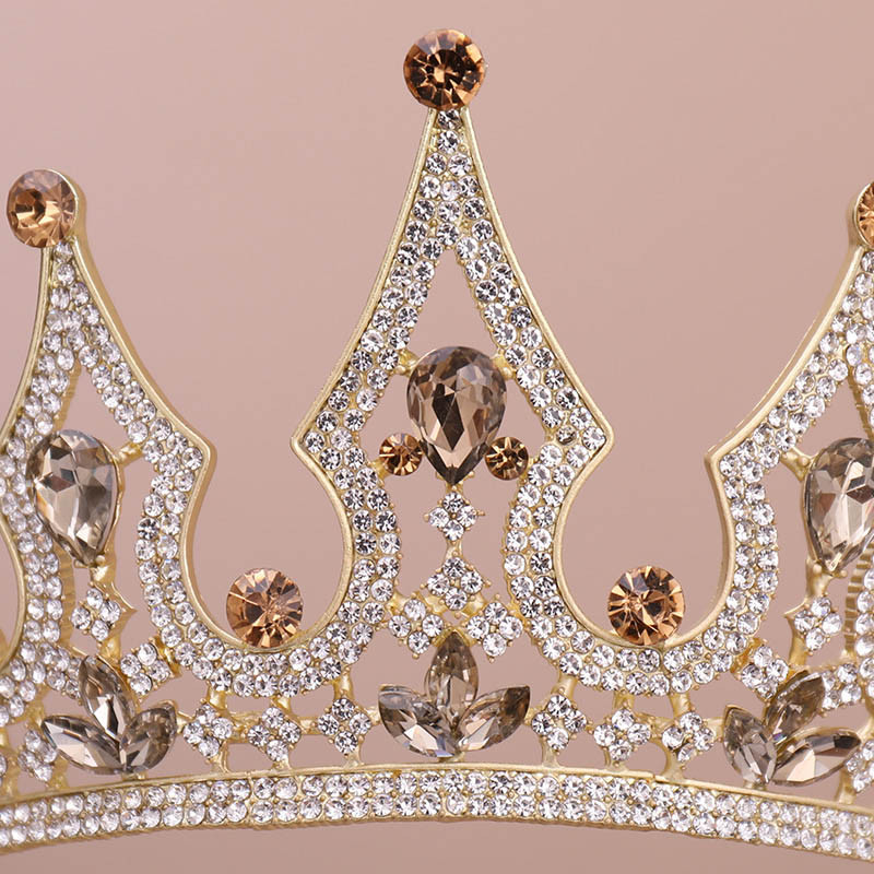 Luxus Vintage Arany Nagy Koronás Tiaras Strasszos Királyi Menyasszonyi Királynő Hercegnő-Party Koronás koszorúslányok NA