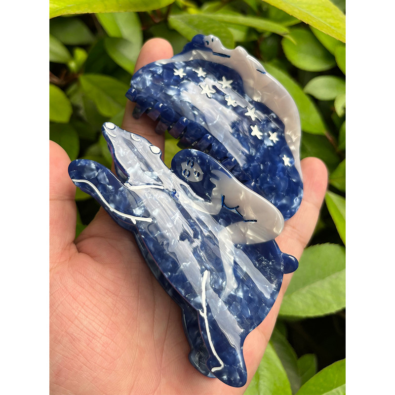 Plava akrilna ukosnica Djevojka Medvjed Mjesečevo lice Kosa Kosa Dodaci za glavu Octena kiselina Kandža za kosu za žene Novi nakit Ry 2022