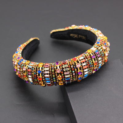 Boho Gorgeous Full Diamante párnázott barokk fejpántok Luxus kristály hajpántok női strasszos Tiara Bling hajkiegészítők588