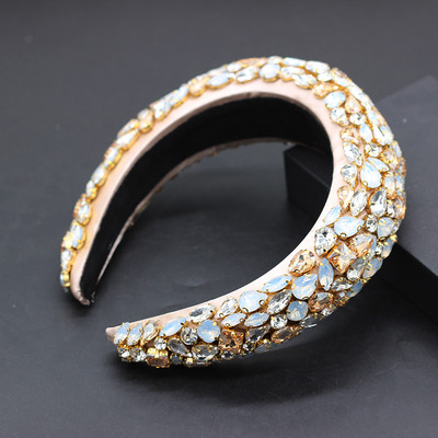 Boho Gorgeous Full Diamante párnázott barokk fejpántok Luxus kristály hajpántok női strasszos Tiara Bling hajkiegészítők588