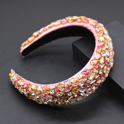 Boho Gorgeous Full Diamante párnázott barokk fejpántok Luxus kristály hajpántok női strasszos Tiara Bling hajkiegészítők588