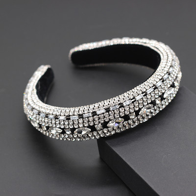 Boho Gorgeous Full Diamante párnázott barokk fejpántok Luxus kristály hajpántok női strasszos Tiara Bling hajkiegészítők588