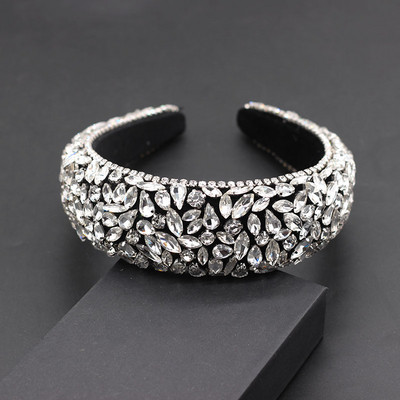 Boho Gorgeous Full Diamante párnázott barokk fejpántok Luxus kristály hajpántok női strasszos Tiara Bling hajkiegészítők588