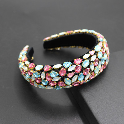 Boho Gorgeous Full Diamante párnázott barokk fejpántok Luxus kristály hajpántok női strasszos Tiara Bling hajkiegészítők588