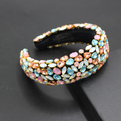 Boho Gorgeous Full Diamante párnázott barokk fejpántok Luxus kristály hajpántok női strasszos Tiara Bling hajkiegészítők588