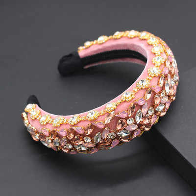 Boho Gorgeous Full Diamante párnázott barokk fejpántok Luxus kristály hajpántok női strasszos Tiara Bling hajkiegészítők588