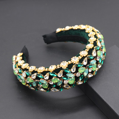 Boho Gorgeous Full Diamante párnázott barokk fejpántok Luxus kristály hajpántok női strasszos Tiara Bling hajkiegészítők588