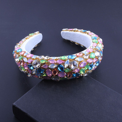 Boho Gorgeous Full Diamante párnázott barokk fejpántok Luxus kristály hajpántok női strasszos Tiara Bling hajkiegészítők588