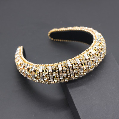 Boho Gorgeous Full Diamante párnázott barokk fejpántok Luxus kristály hajpántok női strasszos Tiara Bling hajkiegészítők588