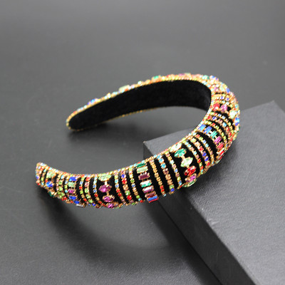 Boho Gorgeous Full Diamante párnázott barokk fejpántok Luxus kristály hajpántok női strasszos Tiara Bling hajkiegészítők588