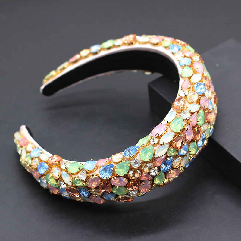 Boho Gorgeous Full Diamante párnázott barokk fejpántok Luxus kristály hajpántok női strasszos Tiara Bling hajkiegészítők588