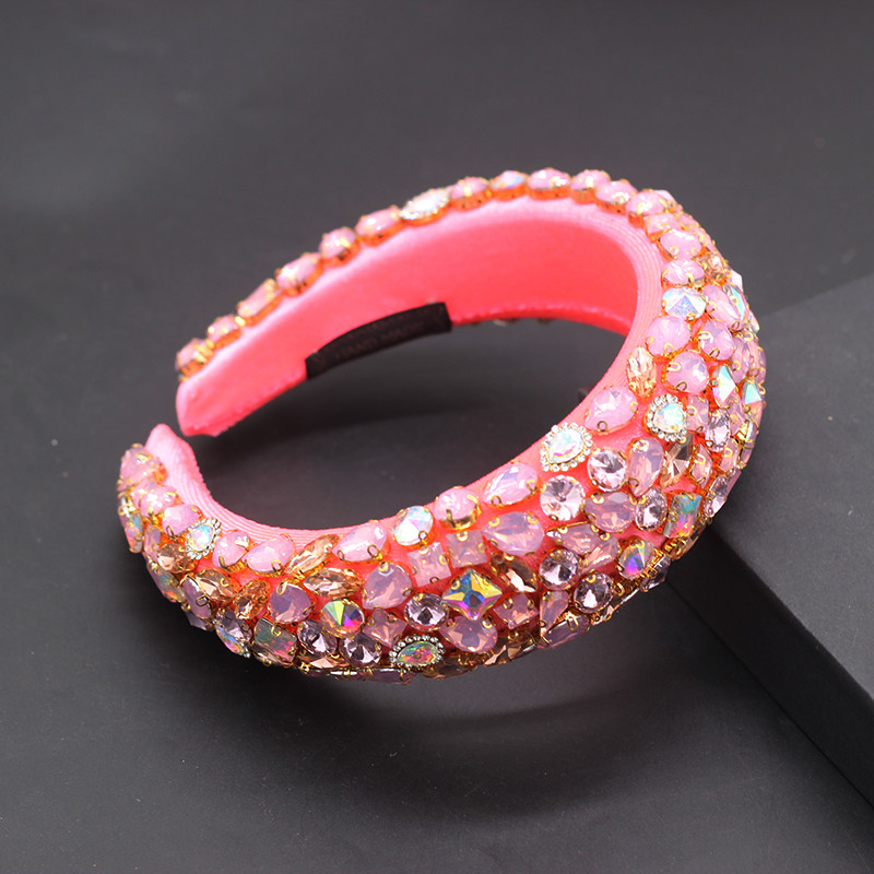 Boho Gorgeous Full Diamante párnázott barokk fejpántok Luxus kristály hajpántok női strasszos Tiara Bling hajkiegészítők588